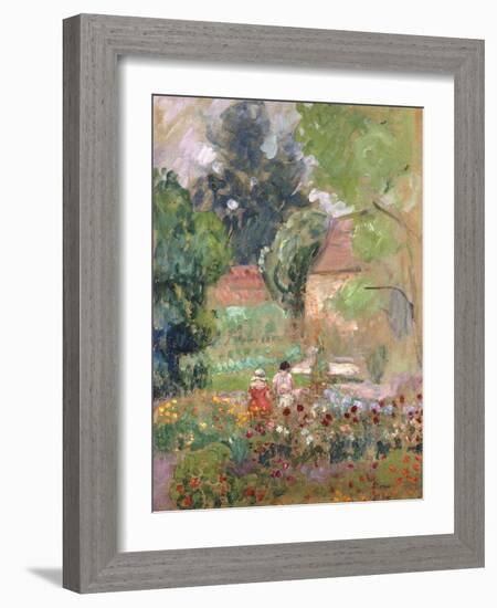 Marthe, Nono and Pierre in the Garden-Henri Lebasque-Framed Giclee Print