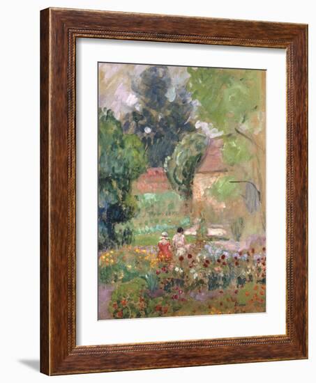 Marthe, Nono and Pierre in the Garden-Henri Lebasque-Framed Giclee Print