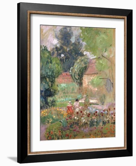 Marthe, Nono and Pierre in the Garden-Henri Lebasque-Framed Giclee Print