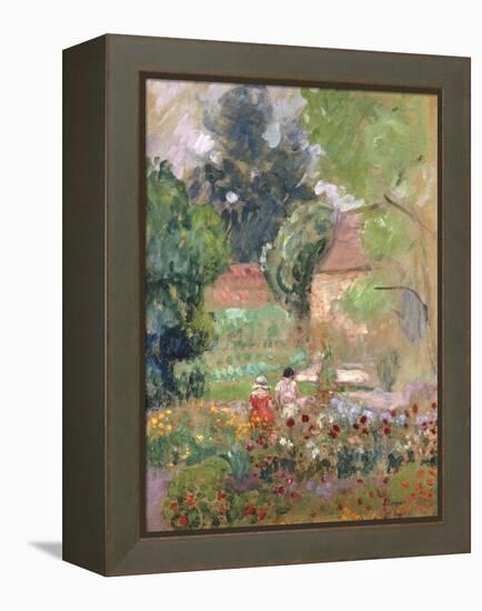 Marthe, Nono and Pierre in the Garden-Henri Lebasque-Framed Premier Image Canvas