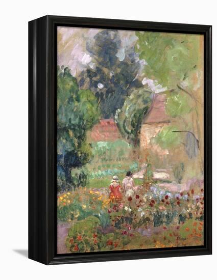 Marthe, Nono and Pierre in the Garden-Henri Lebasque-Framed Premier Image Canvas