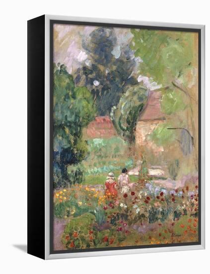 Marthe, Nono and Pierre in the Garden-Henri Lebasque-Framed Premier Image Canvas