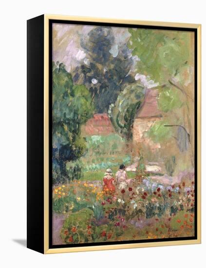 Marthe, Nono and Pierre in the Garden-Henri Lebasque-Framed Premier Image Canvas