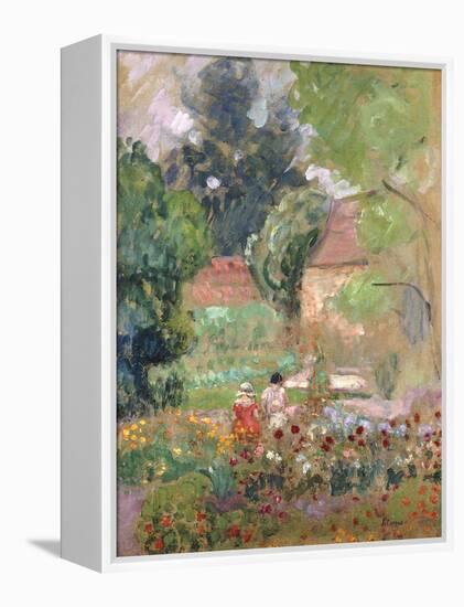 Marthe, Nono and Pierre in the Garden-Henri Lebasque-Framed Premier Image Canvas