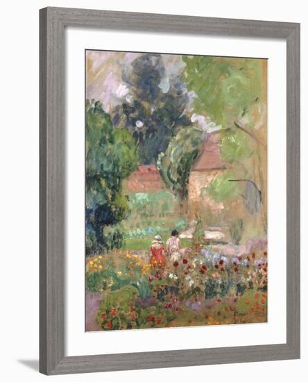 Marthe, Nono and Pierre in the Garden-Henri Lebasque-Framed Giclee Print