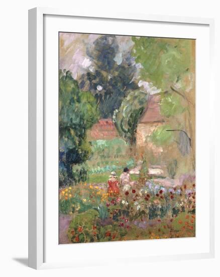 Marthe, Nono and Pierre in the Garden-Henri Lebasque-Framed Giclee Print