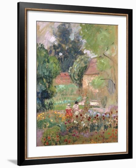 Marthe, Nono and Pierre in the Garden-Henri Lebasque-Framed Giclee Print