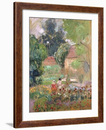 Marthe, Nono and Pierre in the Garden-Henri Lebasque-Framed Giclee Print