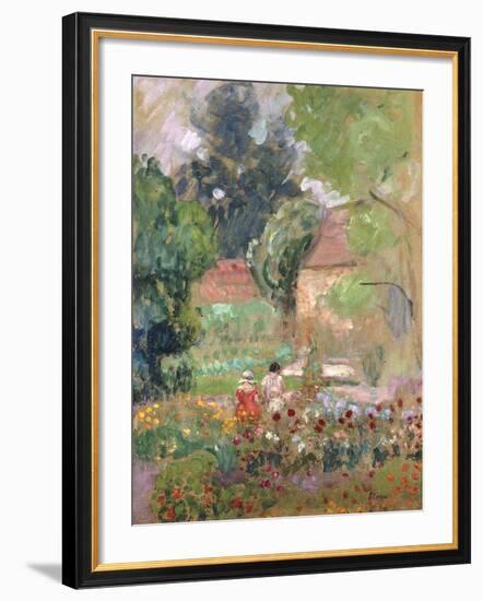 Marthe, Nono and Pierre in the Garden-Henri Lebasque-Framed Giclee Print