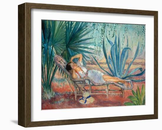 Marthe Taking a Break in a Deck Chair, Saint-Tropez, C. 1910-15-Henri Lebasque-Framed Giclee Print