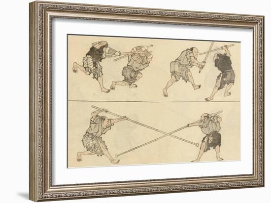 Martial Artists Fighting-Katsushika Hokusai-Framed Giclee Print