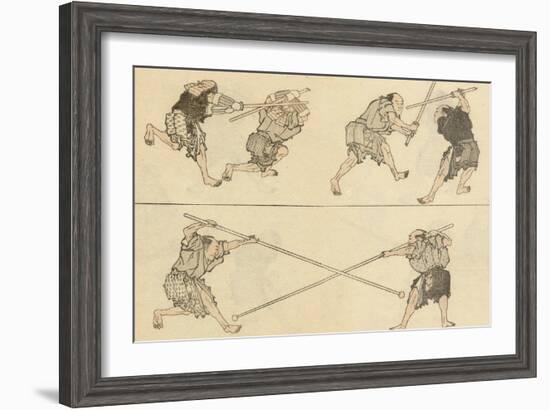 Martial Artists Fighting-Katsushika Hokusai-Framed Giclee Print