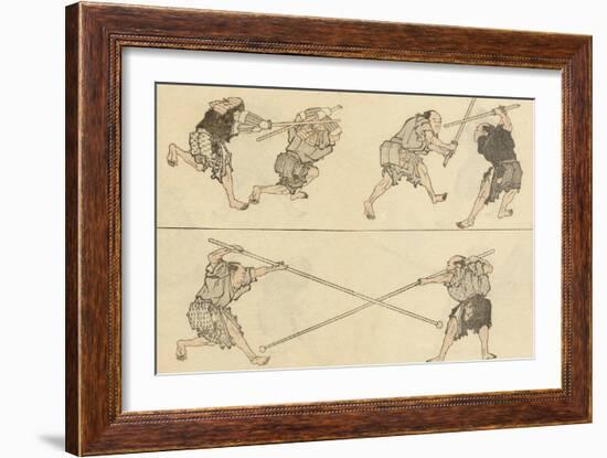 Martial Artists Fighting-Katsushika Hokusai-Framed Giclee Print