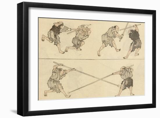 Martial Artists Fighting-Katsushika Hokusai-Framed Giclee Print