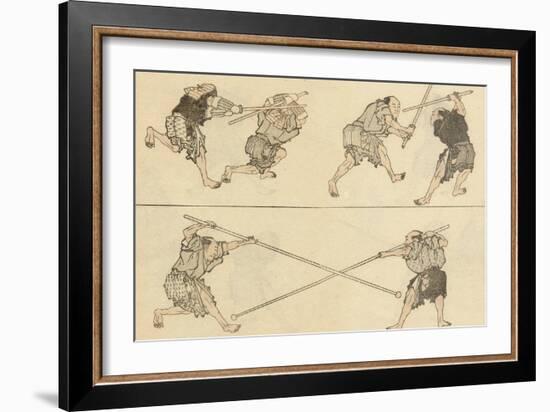 Martial Artists Fighting-Katsushika Hokusai-Framed Giclee Print