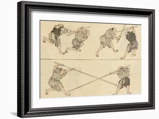 Martial Artists Fighting-Katsushika Hokusai-Framed Giclee Print