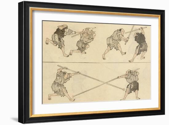 Martial Artists Fighting-Katsushika Hokusai-Framed Giclee Print