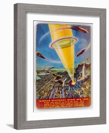 Martian Raiders Using a Terrible Weapon of Concentrated Sunlight Attack the City of New York-Frank R. Paul-Framed Art Print