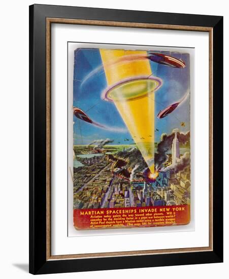 Martian Raiders Using a Terrible Weapon of Concentrated Sunlight Attack the City of New York-Frank R. Paul-Framed Art Print