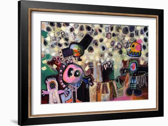 Martians Hanging Clothes Out to Dry-Susse Volander-Framed Art Print