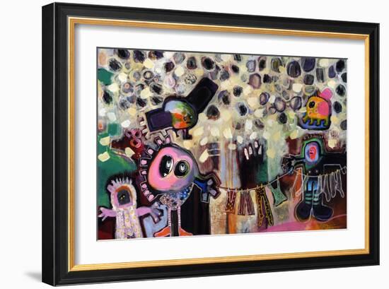 Martians Hanging Clothes Out to Dry-Susse Volander-Framed Art Print