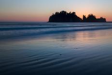 James Island with driftwood on the beach at La Push on the Pacific Northwest coast, Washington Stat-Martin Child-Photographic Print