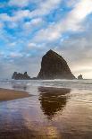 Sunset behind Haystack Rock at Cannon Beach on the Pacific Northwest coast, Oregon, United States o-Martin Child-Photographic Print