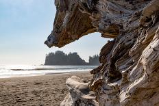 Sunset behind Haystack Rock at Cannon Beach on the Pacific Northwest coast, Oregon, United States o-Martin Child-Photographic Print