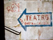 Sign on Wall Directing to Teatro, Lisbon, Portugal-Martin Lladó-Photographic Print