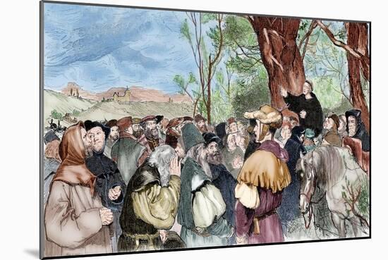 Martin Luther (1483-1546) Preaching in Mora-null-Mounted Giclee Print