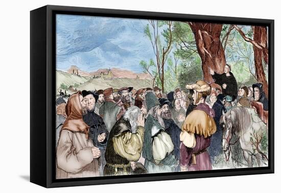 Martin Luther (1483-1546) Preaching in Mora-null-Framed Premier Image Canvas