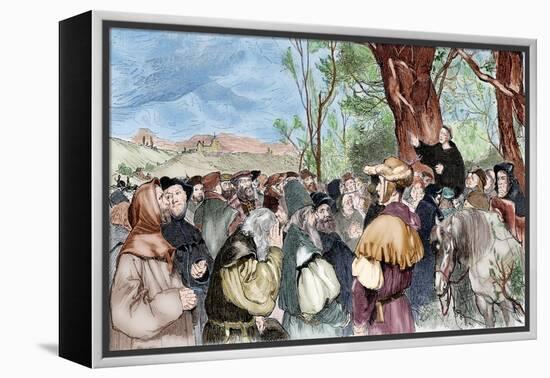 Martin Luther (1483-1546) Preaching in Mora-null-Framed Premier Image Canvas