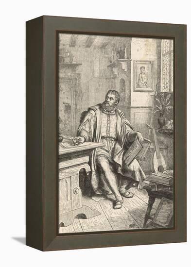 Martin Luther at Work on His Translation of the Bible into German-U. Roat-Framed Premier Image Canvas