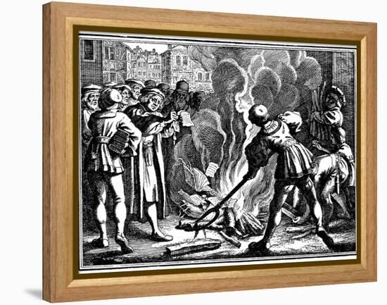 Martin Luther Burning the Papal Bull, 1520-null-Framed Premier Image Canvas