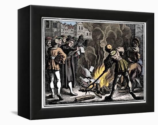 Martin Luther burning the Papal Bull, 1520-Unknown-Framed Premier Image Canvas
