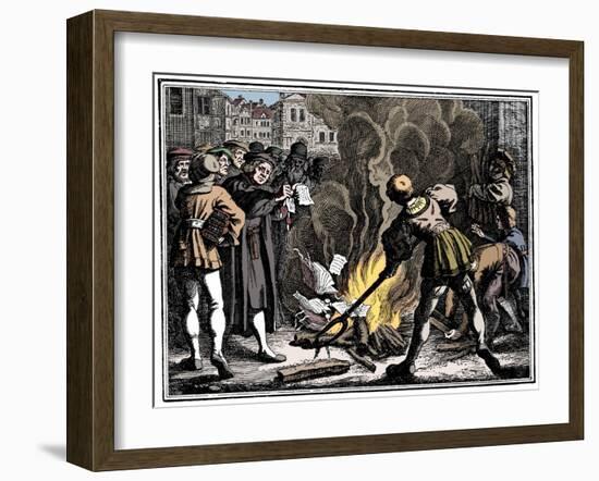 Martin Luther burning the Papal Bull, 1520-Unknown-Framed Giclee Print