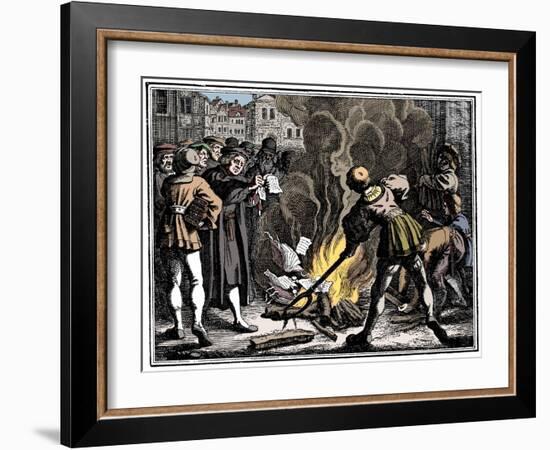 Martin Luther burning the Papal Bull, 1520-Unknown-Framed Giclee Print