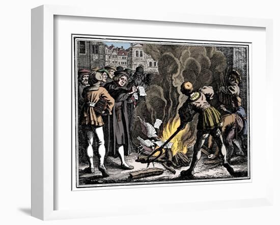 Martin Luther burning the Papal Bull, 1520-Unknown-Framed Giclee Print