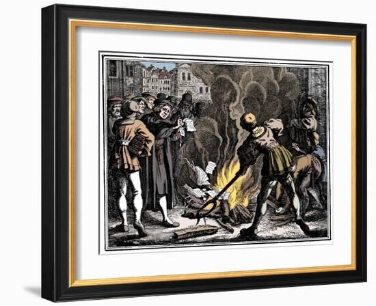 Martin Luther burning the Papal Bull, 1520-Unknown-Framed Giclee Print