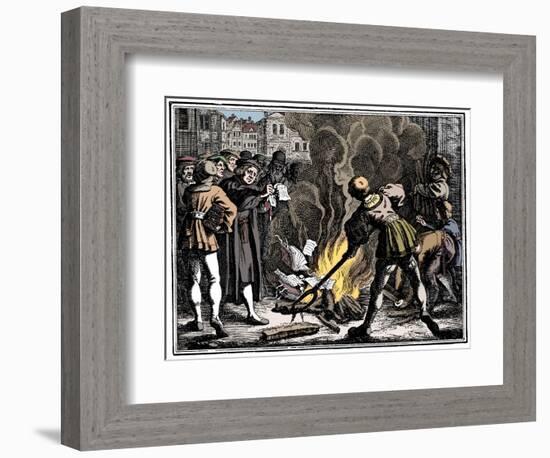 Martin Luther burning the Papal Bull, 1520-Unknown-Framed Giclee Print