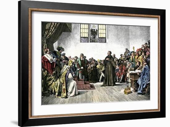 Martin Luther Defending His Views at the Diet of Worms, 1521-null-Framed Giclee Print