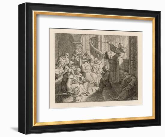 Martin Luther Delivers a Practice Sermon to His Brethren-Gustav Konig-Framed Art Print