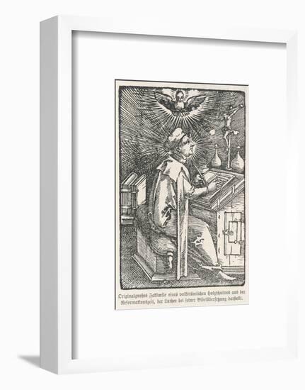 Martin Luther Depicted While Translating the Bible During His Seclusion at the Wartburg-null-Framed Photographic Print