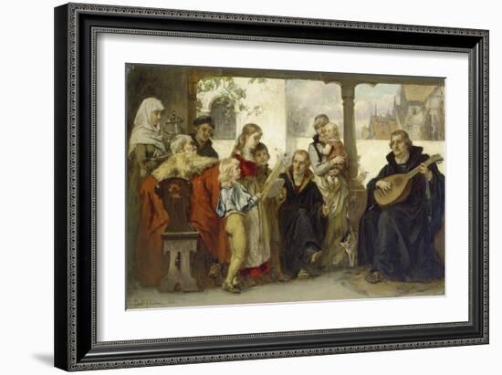 Martin Luther Im Kreise Seiner Familie Musizierend (Mit Cranach Und Melanchthon)-Ernst Hildebrandt-Framed Giclee Print