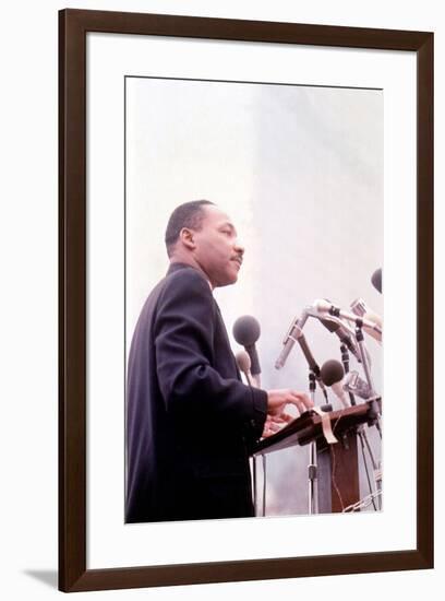 Martin Luther King, American Priest Activist for Civil Right Movement Black Americans Here C. 1965-null-Framed Photo