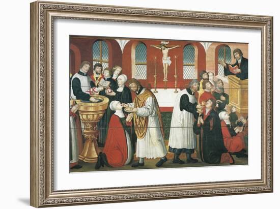 Martin Luther Preaching, Detail from the Altarpiece of the Church of Torslunde, 1561-null-Framed Giclee Print