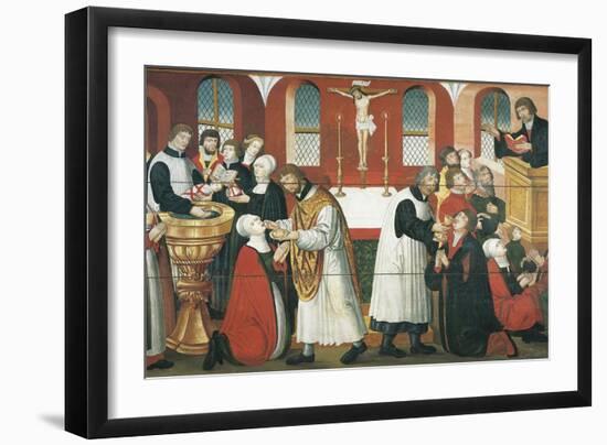 Martin Luther Preaching, Detail from the Altarpiece of the Church of Torslunde, 1561-null-Framed Giclee Print