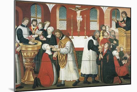 Martin Luther Preaching, Detail from the Altarpiece of the Church of Torslunde, 1561-null-Mounted Giclee Print