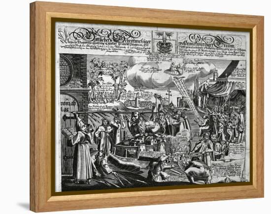 Martin Luther's 95 Theses Being Posted to Door of Cathedral in Wittenberg on October 31, 1517-null-Framed Premier Image Canvas