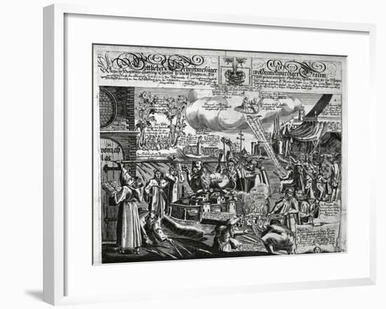Martin Luther's 95 Theses Being Posted to Door of Cathedral in Wittenberg on October 31, 1517-null-Framed Giclee Print